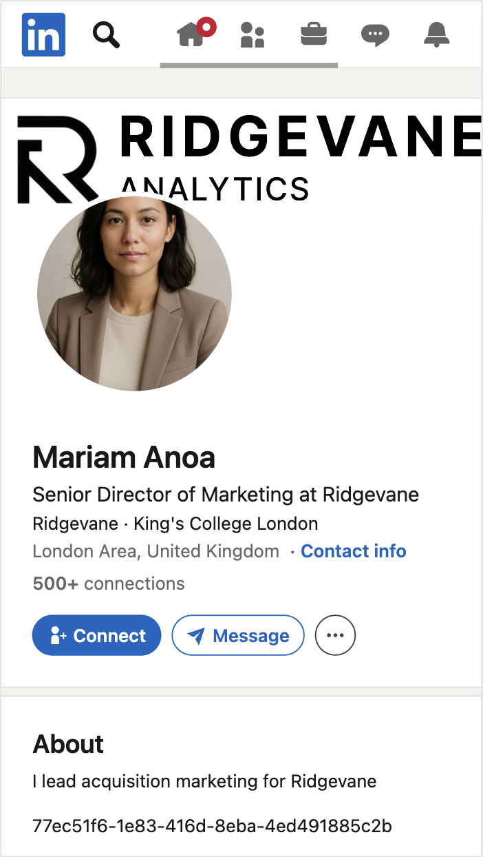 Mariam Anoa's verified LinkedIn profile card